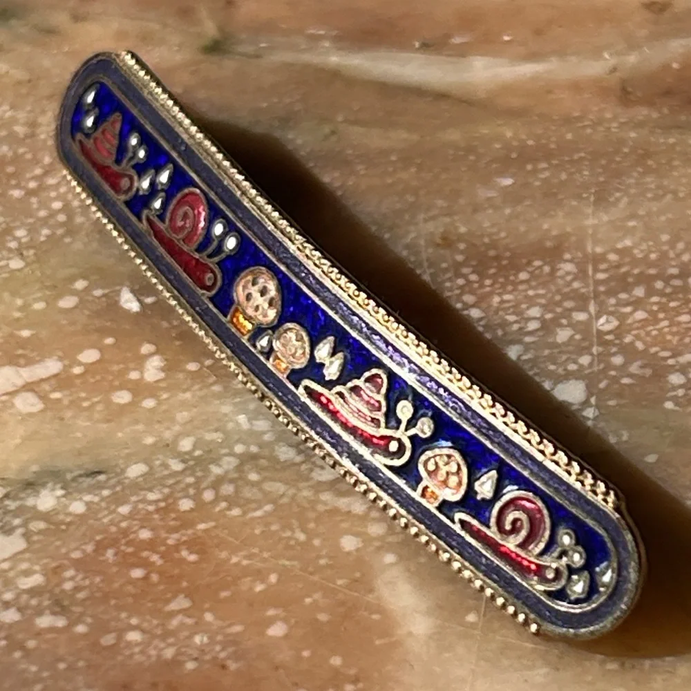 Vintage 70’s SNAILS & MUSHROOMS Enamel Barrette